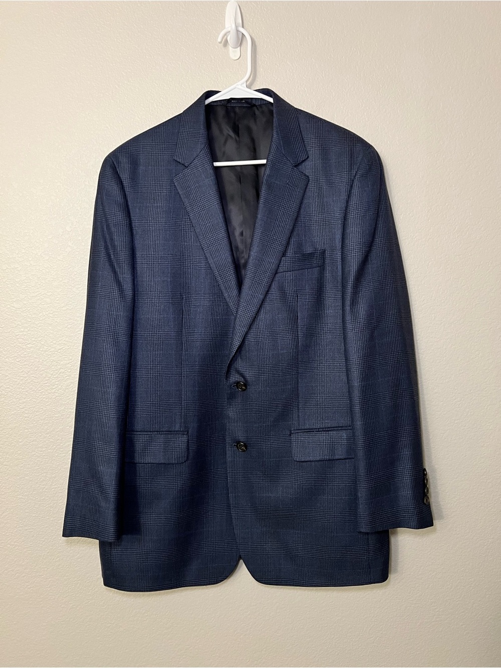 Ralph Lauren Men’s 42L Silk Wool Glen Plaid Sport Coat Blue Blazer